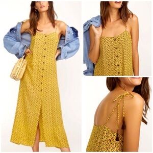 Faithfull The Brand Arrieta Slip Dress buttondown adjustable spaghetti strp sz 6